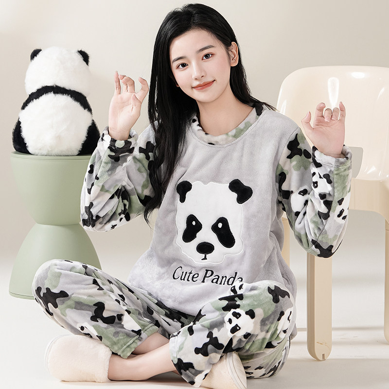 秋冬季法兰绒女式睡衣胖女孩长袖珊瑚绒加肥大码200斤宽松家居服,女士内衣/男士内衣/家居服,睡衣/家居服套装,淘宝优惠券,粉丝福利购,淘宝优惠卷