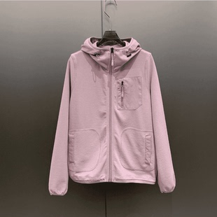 W7151拼接口袋抽绳连帽拉链外套