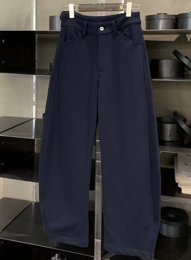 “750g高重磅”藏蓝高腰简约袖长长裤卫裤女 K512