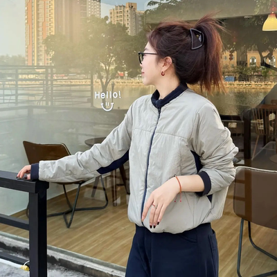 【小雨姐在这里】春秋户外运动休闲双面穿拼色棉服外套女 WT5798