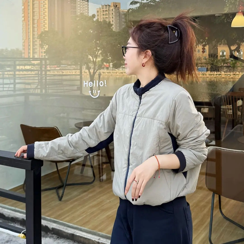 【小雨姐在这里】春秋户外运动休闲双面穿拼色棉服外套女 WT5798
