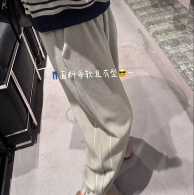 lu慵懒风百搭休闲绒毛阔腿束脚裤女 K5117