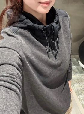 【小雨姐在这里】春季百搭显瘦半拉链拼接天丝连帽卫衣女 A8111