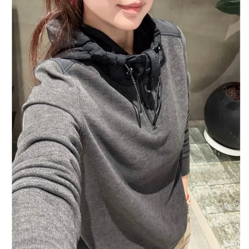 【小雨姐在这里】春季百搭显瘦半拉链拼接天丝连帽卫衣女 A8111