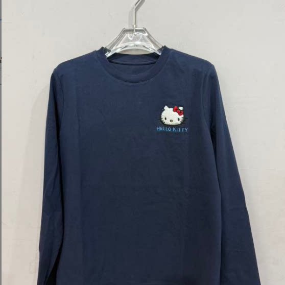 GROLT【12.12】100%纯棉卡通KT小猫刺绣长袖T恤打底衫女 T8913