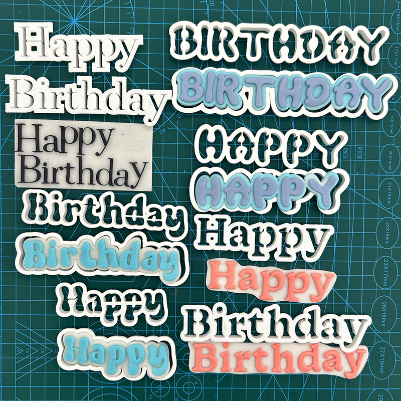 生日快乐英文横幅长条旗帜切模 happy birthday翻糖印花压模具