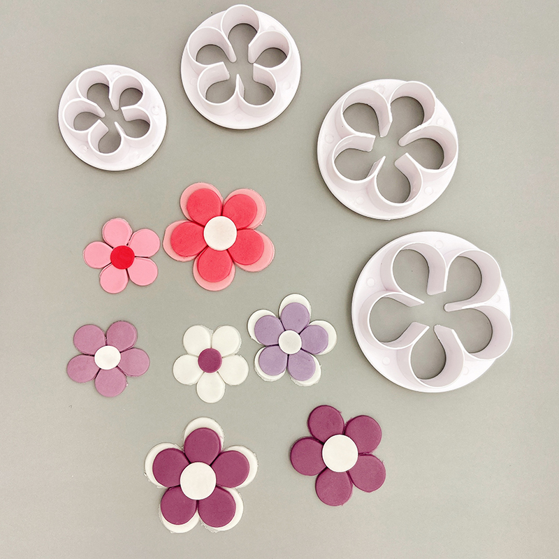 梅花玫瑰花五瓣花塑料切模套装 翻糖花朵蛋糕烘焙装饰模具