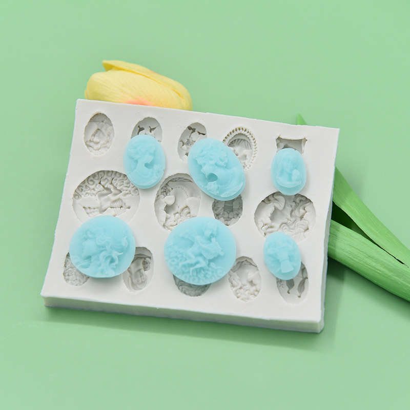 翻糖硅胶蛋糕模具 天使宝宝女人头像佛像贵妇像小鸟巧克力粘土模