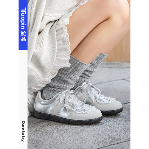 鮀品德训鞋女2025夏软底小白板鞋