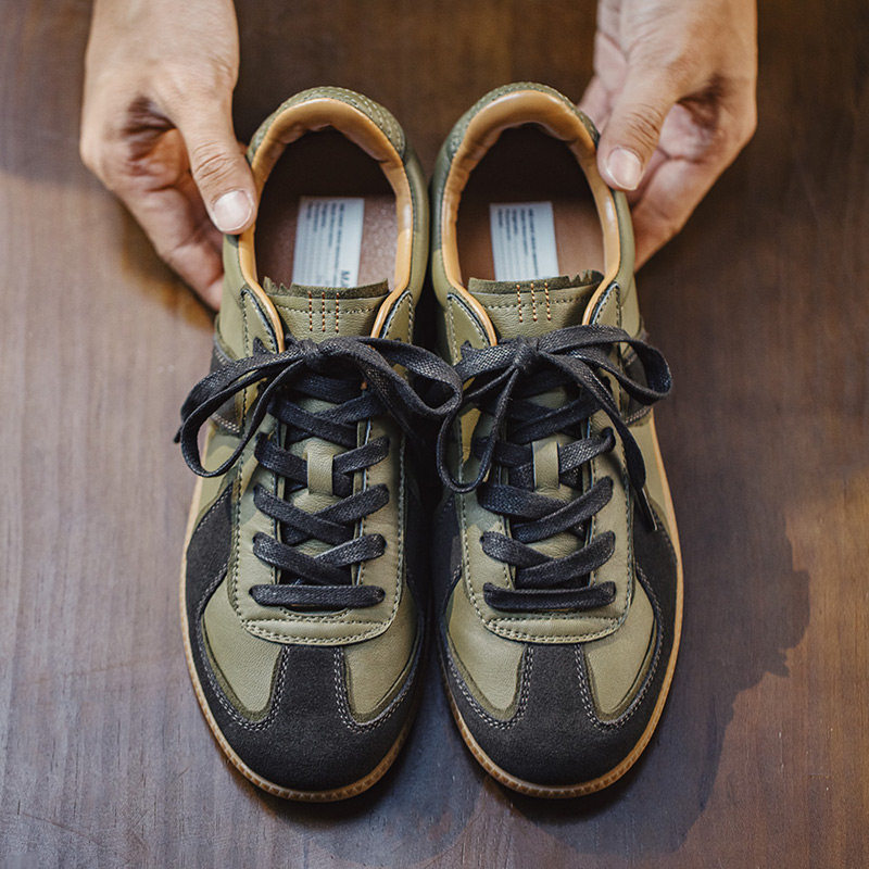 马登德训鞋男款秋季新款低帮板鞋橄榄绿羊皮休闲鞋复古运动鞋子,流行男鞋,休闲板鞋,淘宝优惠券,粉丝福利购,淘宝优惠卷