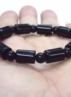 黑曜石欧美风单圈墨玉保健手串