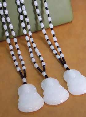 白玉长款观音配饰大气佛珠项链