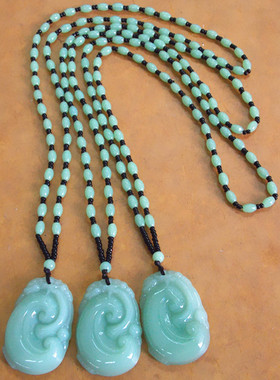 跑江湖东陵玉长款如意夜市毛衣链