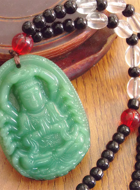 马来玉千手观音挂件长款毛衣链