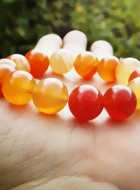 珠径14mm花玛瑙自然红手链原色玉髓水晶玛瑙手串节日礼物活动礼品