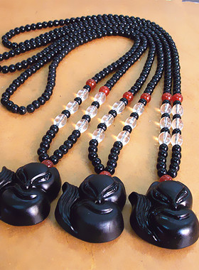 民族风黑曜石挂坠毛衣链时尚饰品