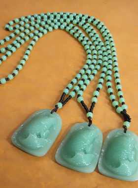 琉璃翡翠绿玉髓挂饰吊坠复古新品