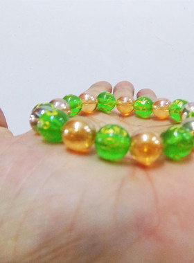 单圈金色玻璃透明珠子手串