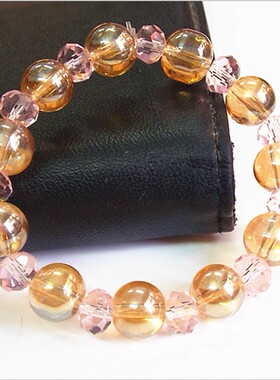 粉水晶琥珀韩版时尚风聚财手串