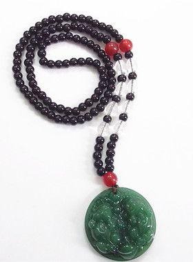 碧玉双貔貅长款琉璃定做毛衣链