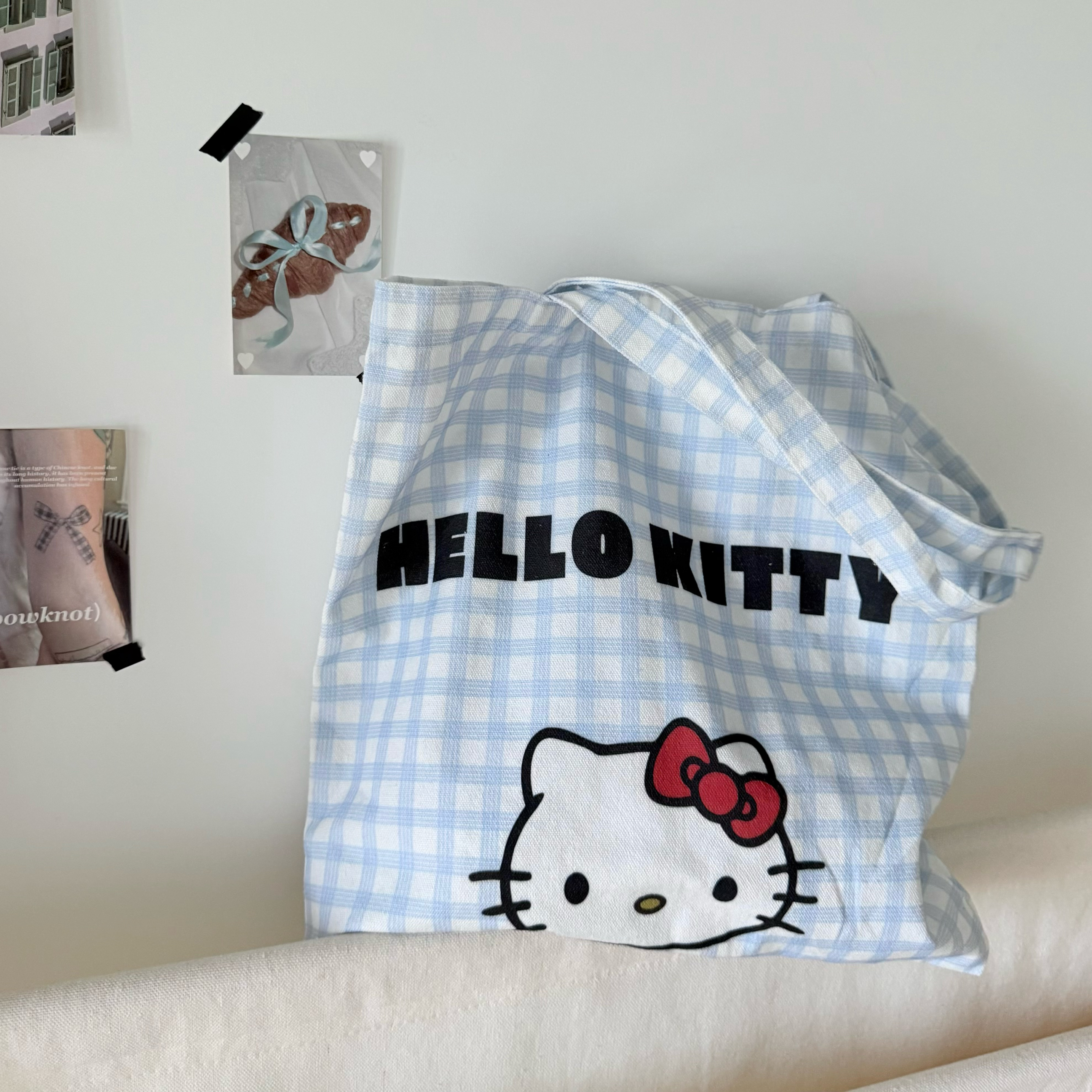日系可爱kitty猫帆布包手提袋单肩斜挎包百搭通勤大容量新款挎包