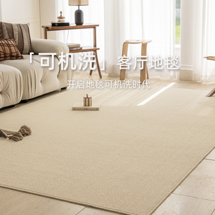可机洗可拆洗客厅地毯2025新款中古风纯色轻奢高级感卧室沙发地垫