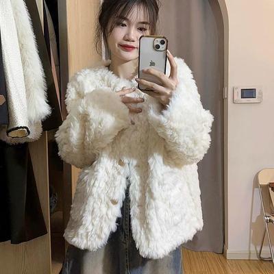 小香风羊羔毛外套宽松加厚棉服
