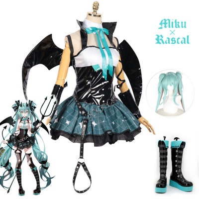 初音未来cos服小浣熊联动小恶魔束身衣MIKU全套假发cosplay服装女