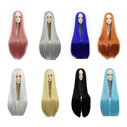 卡通动漫长发万用cos假发100CMcosplay假发黑色粉色长