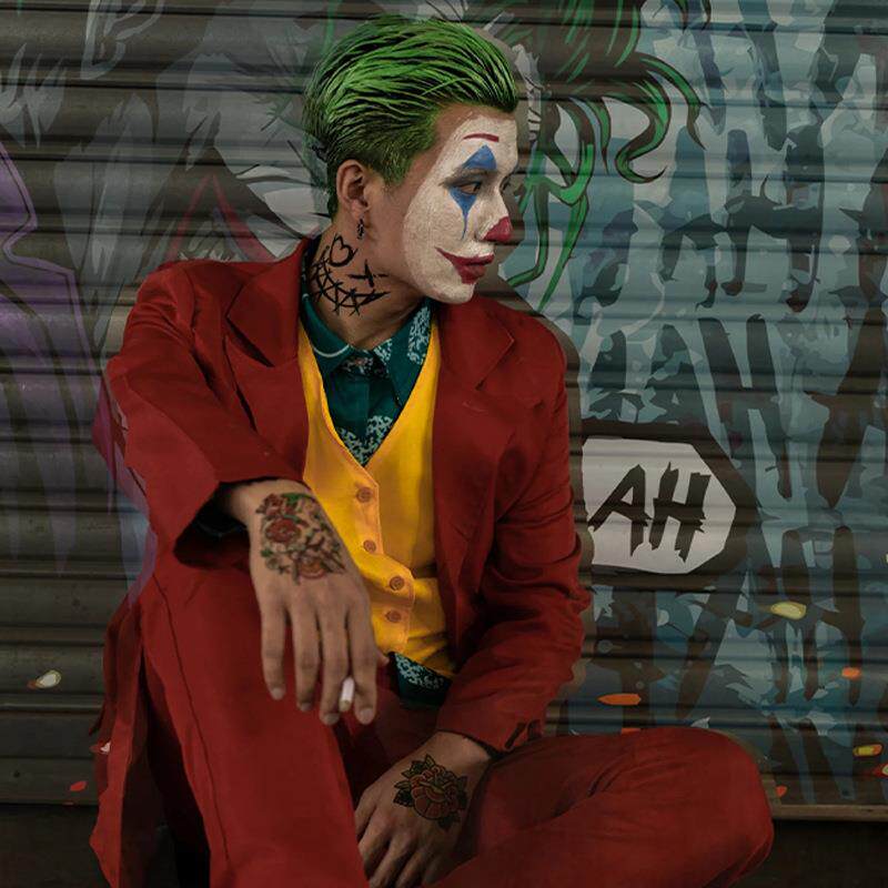 joker杰昆菲尼克斯cos服小丑西装cosplay万圣节舞台表演服四件套