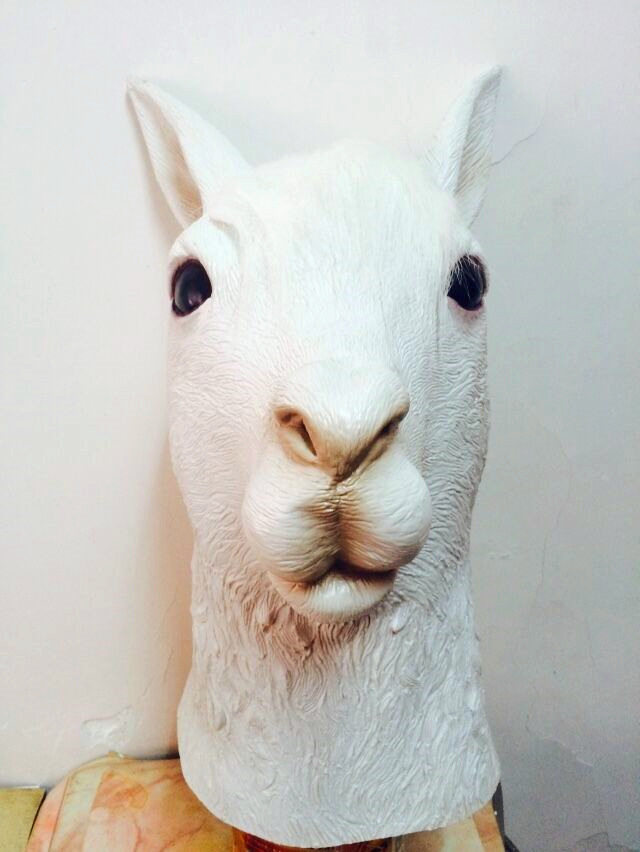 羊驼面具万圣节动物头套乳胶面具草泥马神兽马头兔头cosplay道具