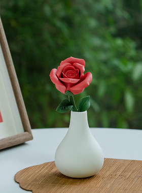 陶瓷中式桌面手工捏花花枝摆件