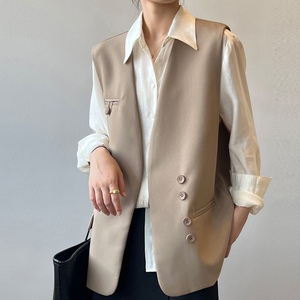 西装马甲女春秋冬韩版设计感小众英伦风坎肩短款休闲西服背心外套
