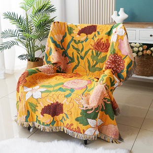 美式田园风单人沙发巾沙发毯防尘布桌布四季通用露营毯盖布高级感