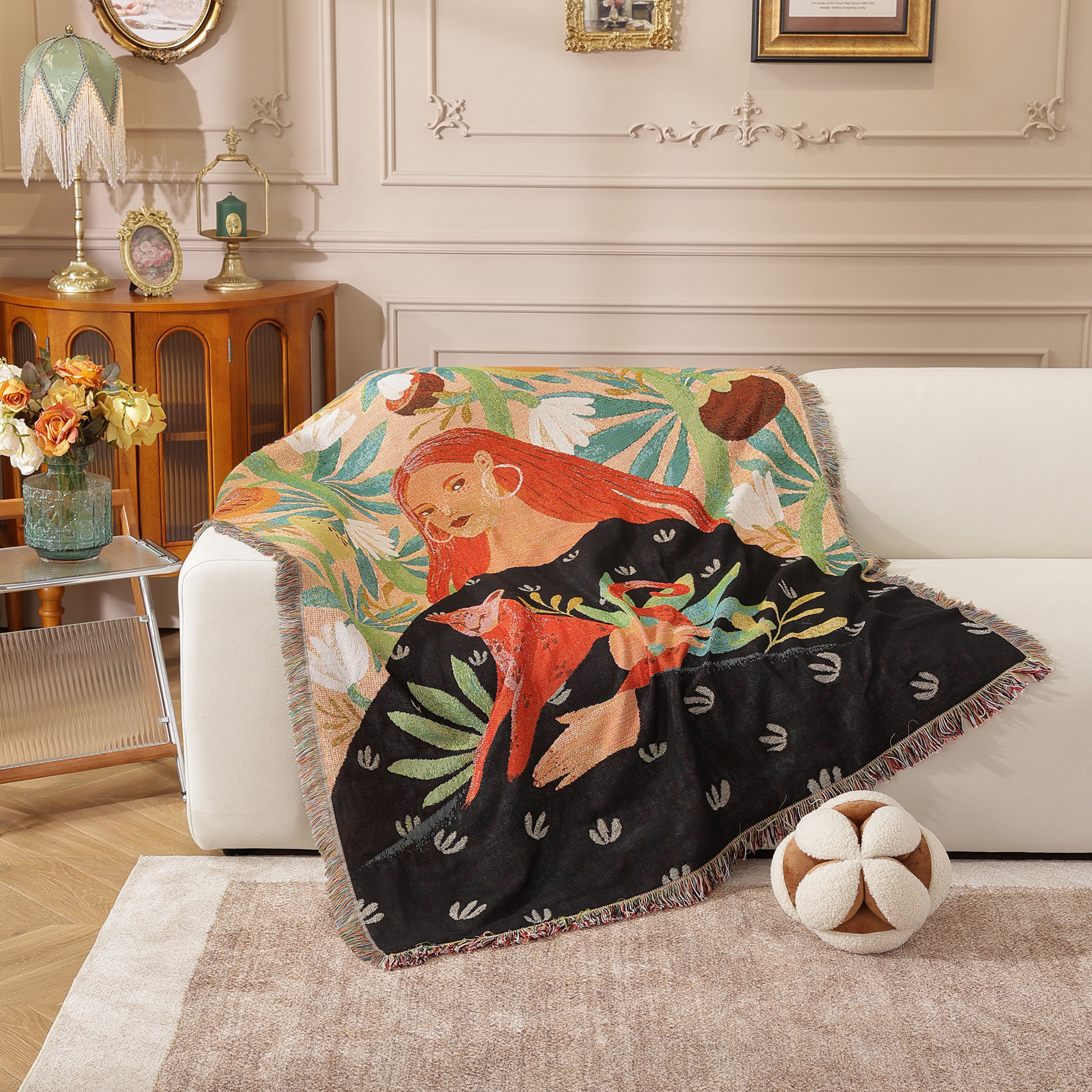 新款北欧风高级感单人沙发巾沙发毯桌布防尘布露营毯挂毯装饰布