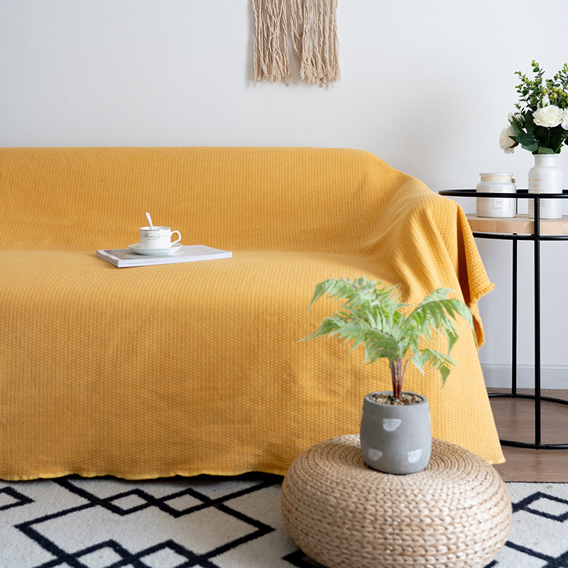 网红推荐柔软纯棉砂洗沙发毯全盖沙发套空调毯民宿样板间装饰