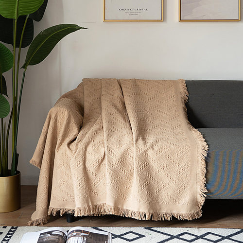 北欧风双人搭毯网红卡其沙发套