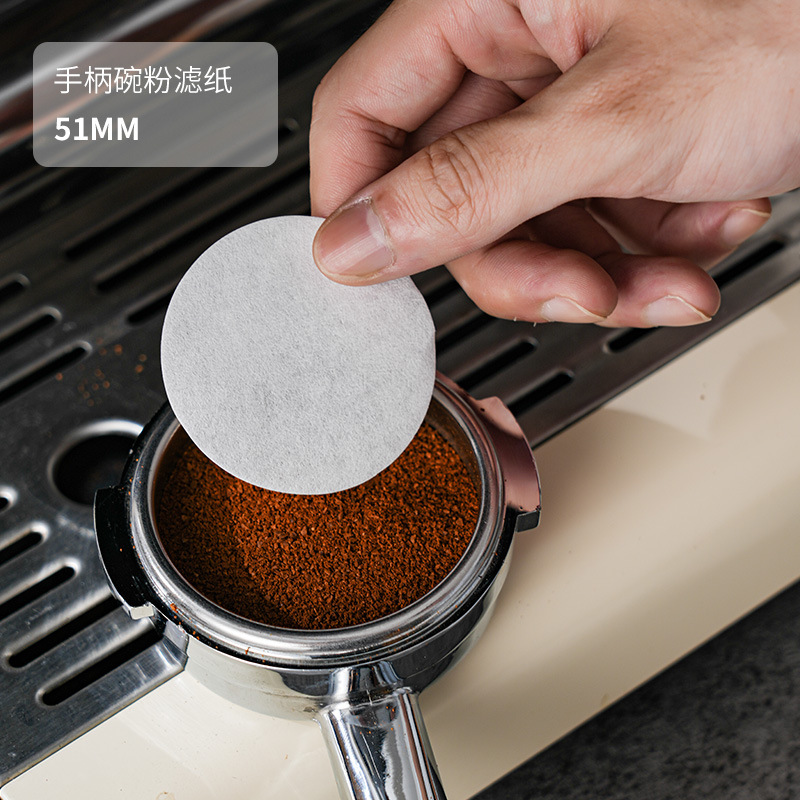 咖啡机手柄圆形粉碗滤纸二次滤水纸咖啡滤片51/53/58mm通用