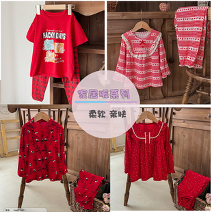 2025威奇猫儿童内衣本命年大红套装新年装内衣家居服亲子套装