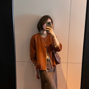 邱莹莹“华夫格” 菱形格面料肌理短款茧型短款外套女士秋季新款