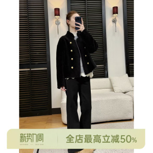 绵羊毛100%高级时髦外套 原单线.小金扣皮草 邱莹莹 HELAAOMI