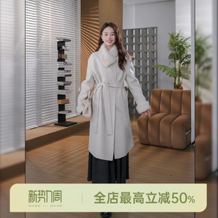 绵羊毛91.8% 邱莹莹 水貂大衣 AOMI 山羊绒收腰大衣 HELA