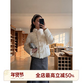 邱莹莹 90白鸭绒印花刺绣毛领羽绒服 奶油霜花 HELA AOMI