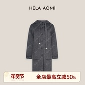 HELA AOMI 鹅绒大衣 邱莹莹 中长款 连帽单排扣鹅绒羽绒服