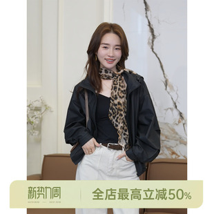 邱莹莹HELAAOMI 羊皮革立领连帽皮衣夹克外套 云柔羊皮夹克