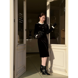 法式 邱莹莹 许我耀眼 AOMI 拼接高级感黑白撞色连衣裙 HELA