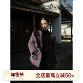 HELA AOMI 炫彩灰紫 邱莹莹 鹅绒 绵羊毛小香风流苏羽绒服