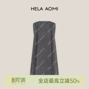 绵羊毛50%拼接无袖 邱莹莹HELA 木耳边 法式 背心连衣裙 AOMI