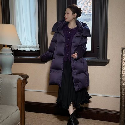 邱莹莹 HELA AOMI “光泽克鲁达”95鹅绒日式染色工艺长款羽绒服