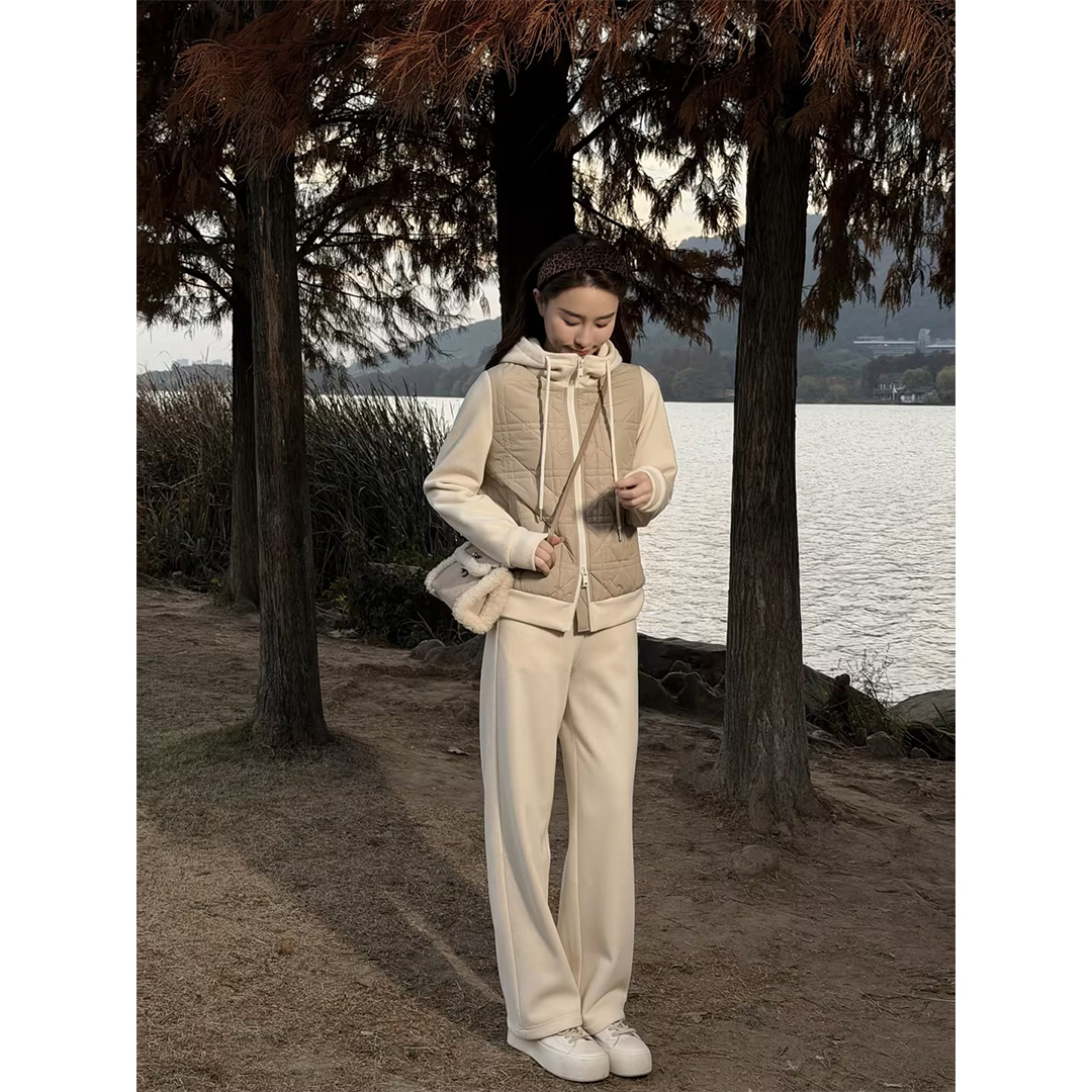 邱莹莹 HELA AOMI “壁炉夜画”假两件戴妃藤格纹理轻复古套装